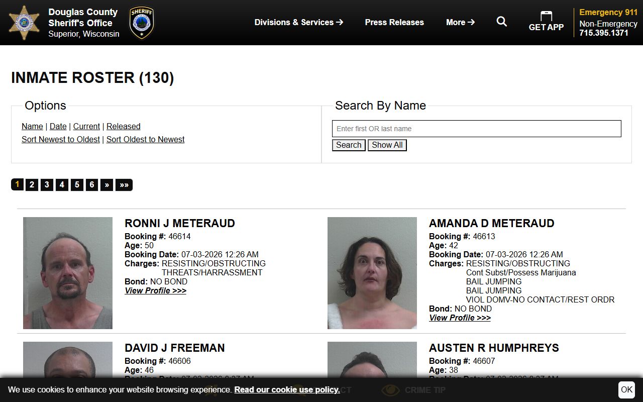 Douglas County inmate population current jail roster search results