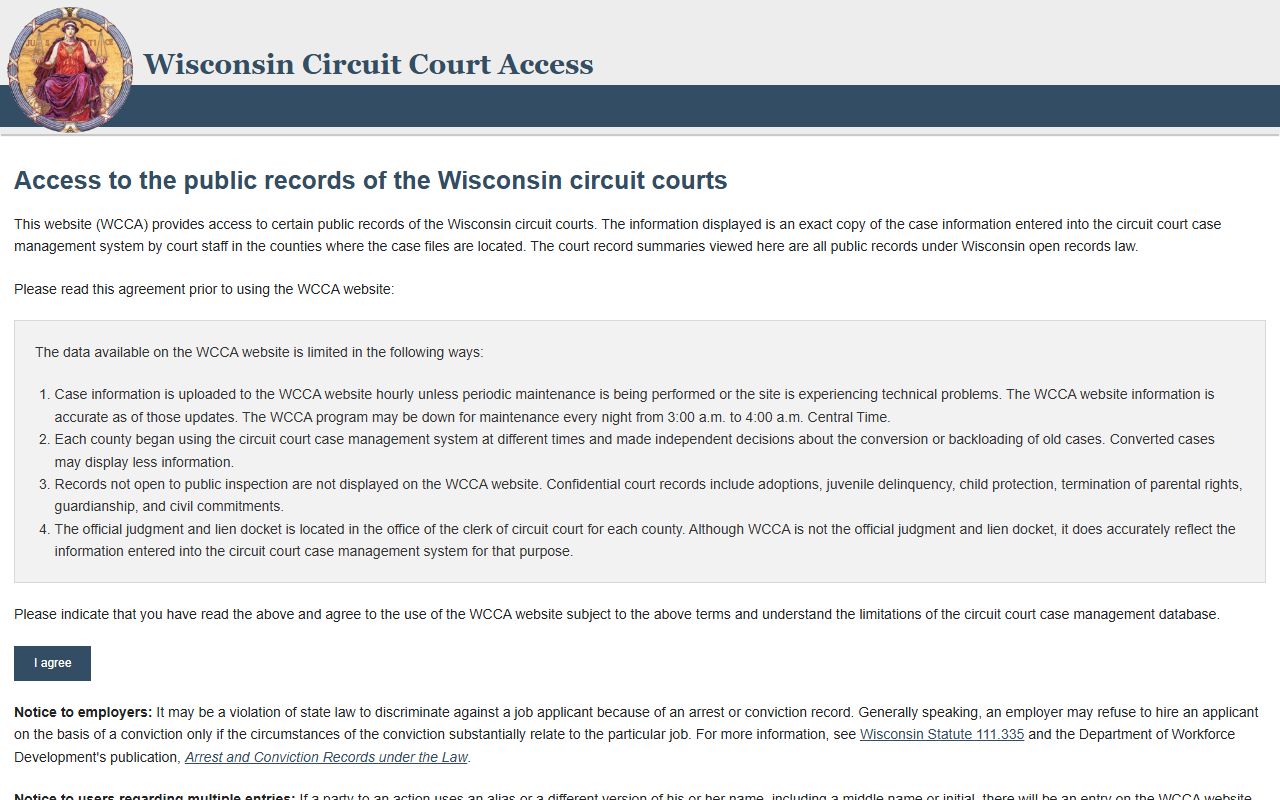 Wisconsin WCCA case search for Douglas County court records after arrest